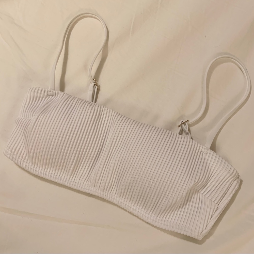Hollister White Ribbed Bikini Top